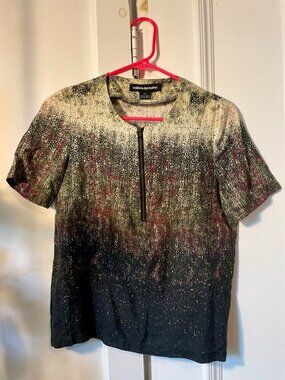 Valérie Dumaine P/S Silk-Cotton Top | Galaxy Print | Zip Neck | Made in Canada